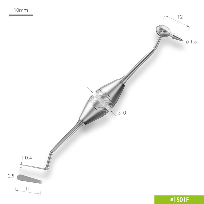 Картинка Штопфер-конденсатор-гладилка ручка 10мм 1501F, Фабри-Мастер Ди 1 из 3 